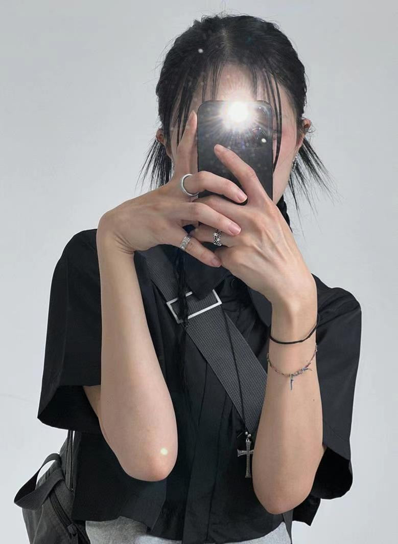 型格工業風短板襯衫