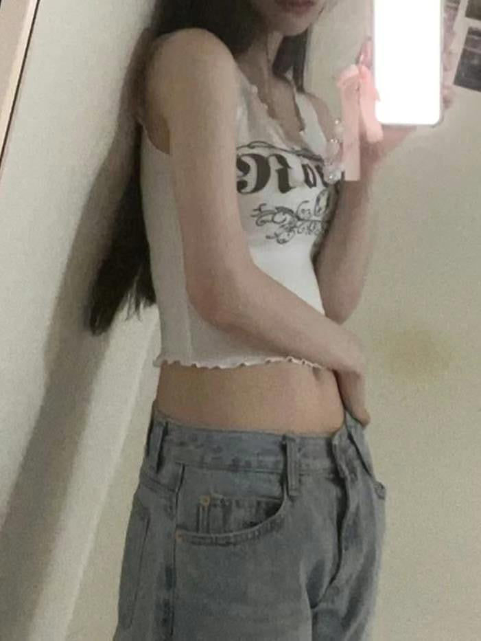 Y2k 木耳邊短版背心