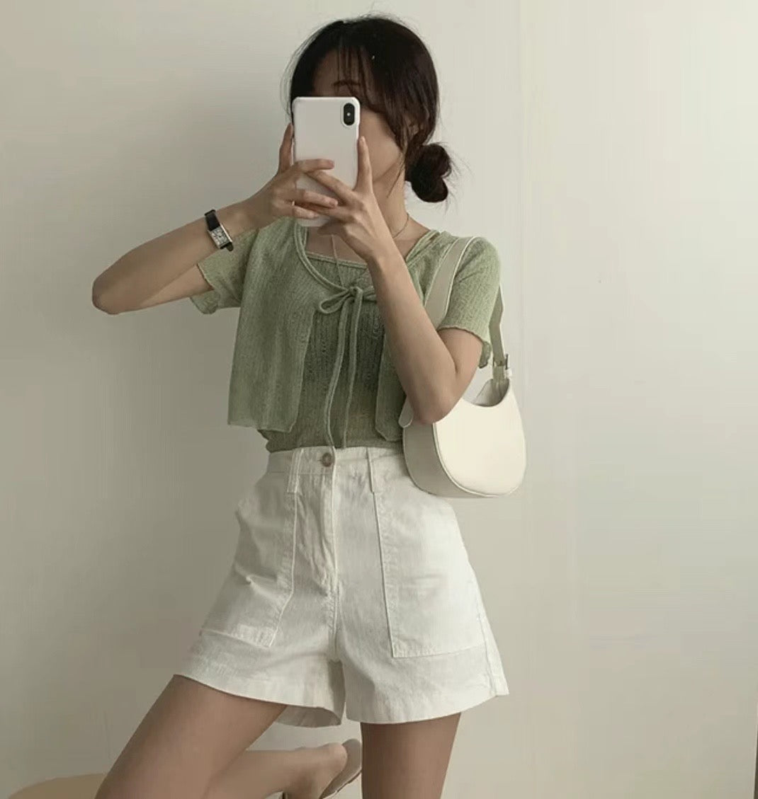 透膚涼薄綁帶兩件套