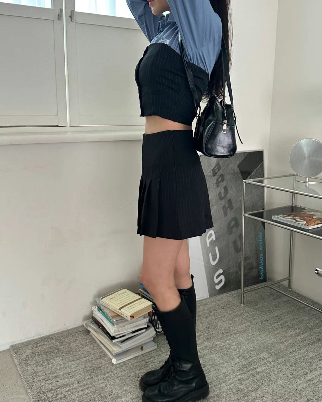 高質條紋平口西裝Set
