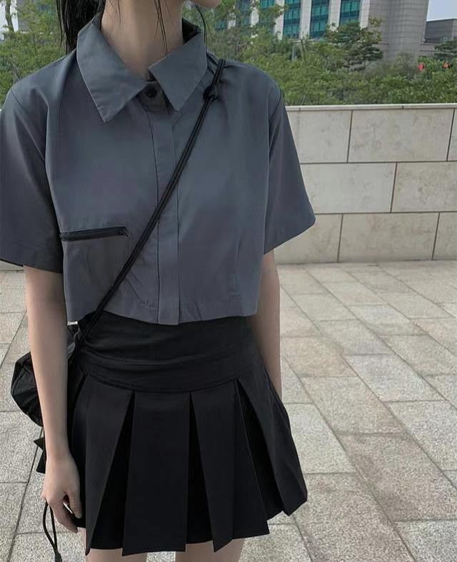 型格工業風短板襯衫