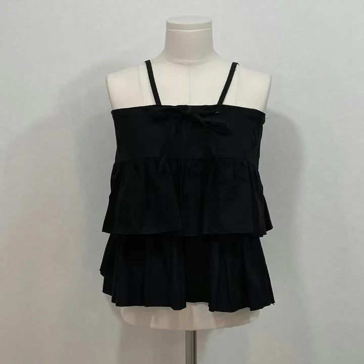 Vintage Frill Ribbon Sleeveless