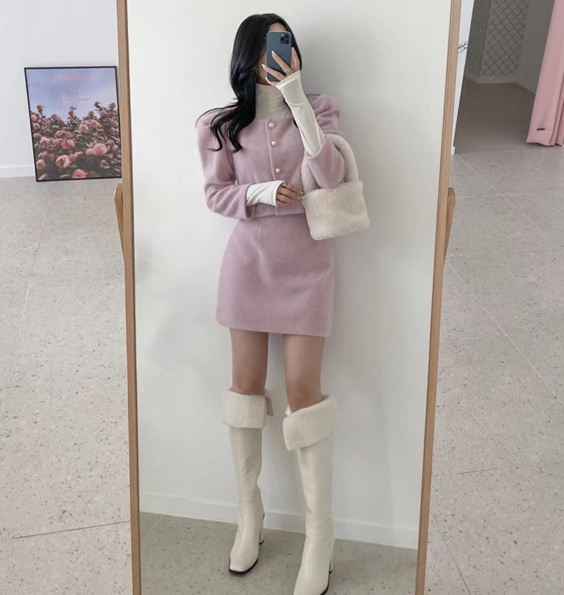 小白兔珍珠鈕扣Set