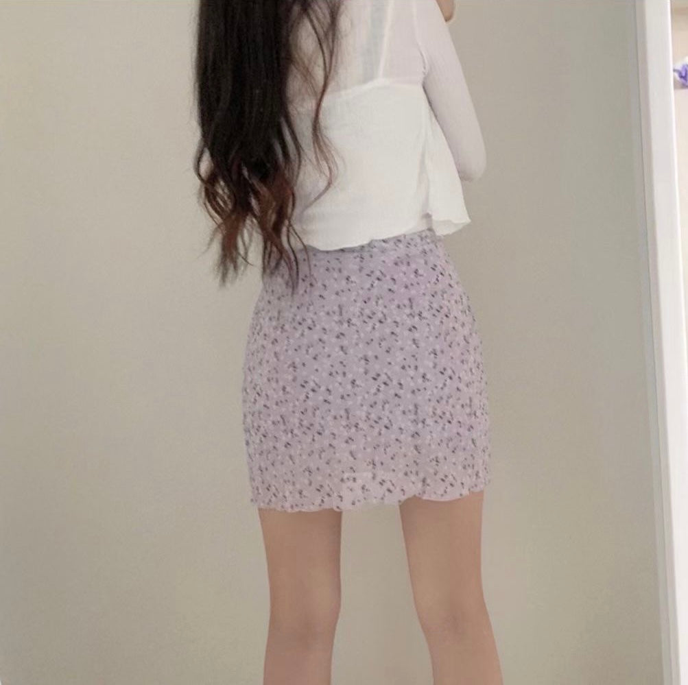 韓系半截小碎花裙