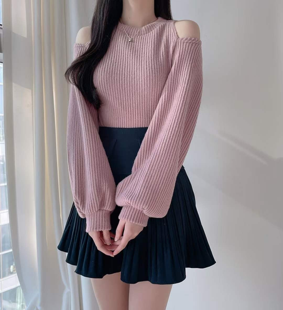 蝙蝠袖可愛露肩Top