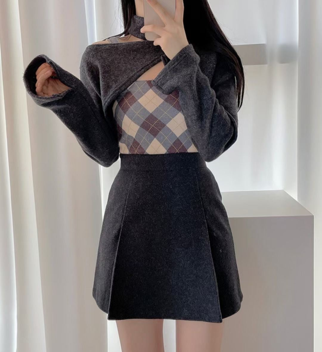 鏤空菱格紋Top