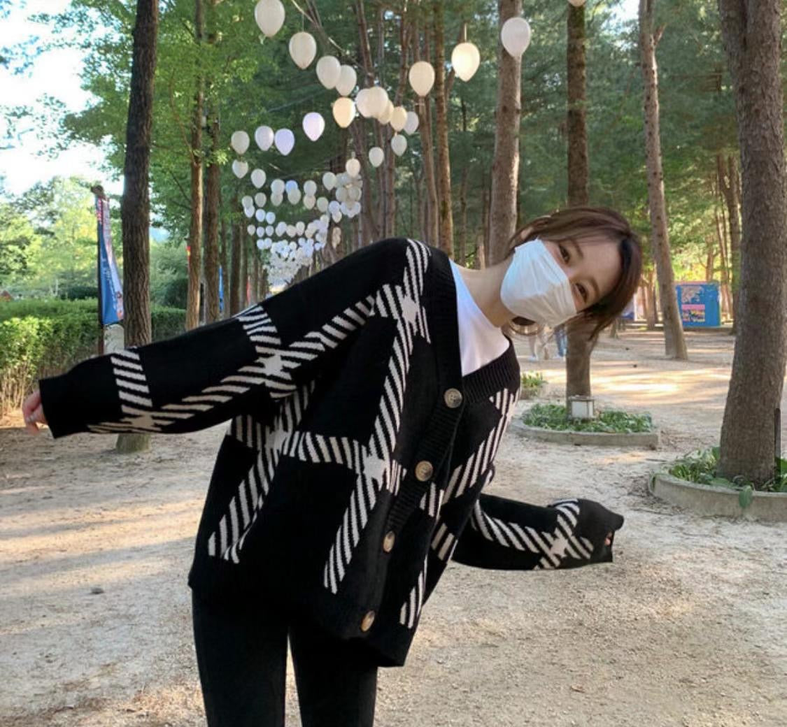 斜線格紋Cardigans