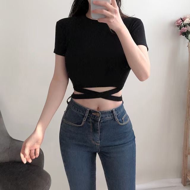 小性感露臍交叉綁帶Crop Top