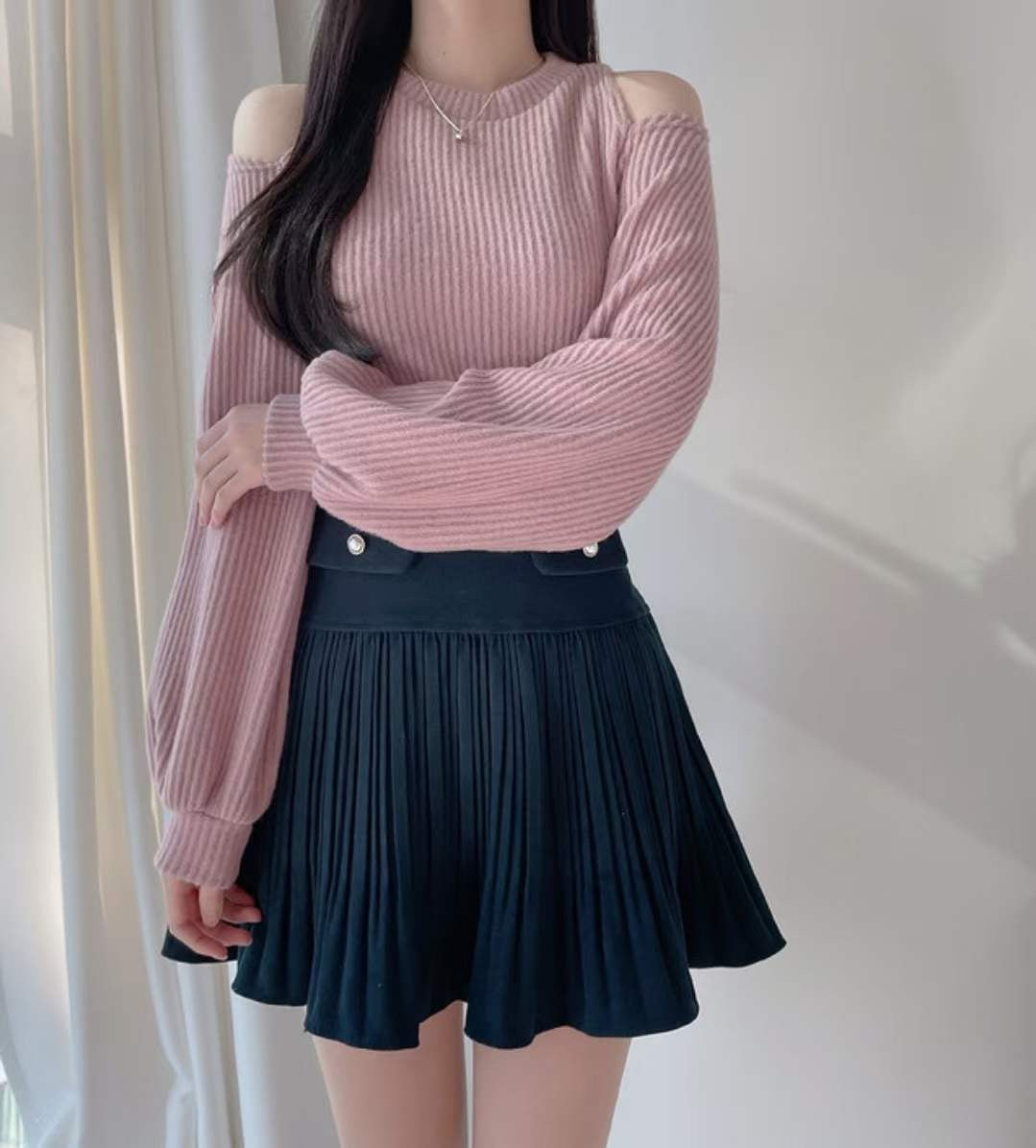 蝙蝠袖可愛露肩Top