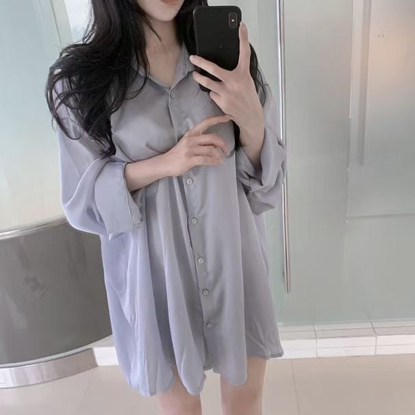 超舒服垂墜感絲滑襯衫