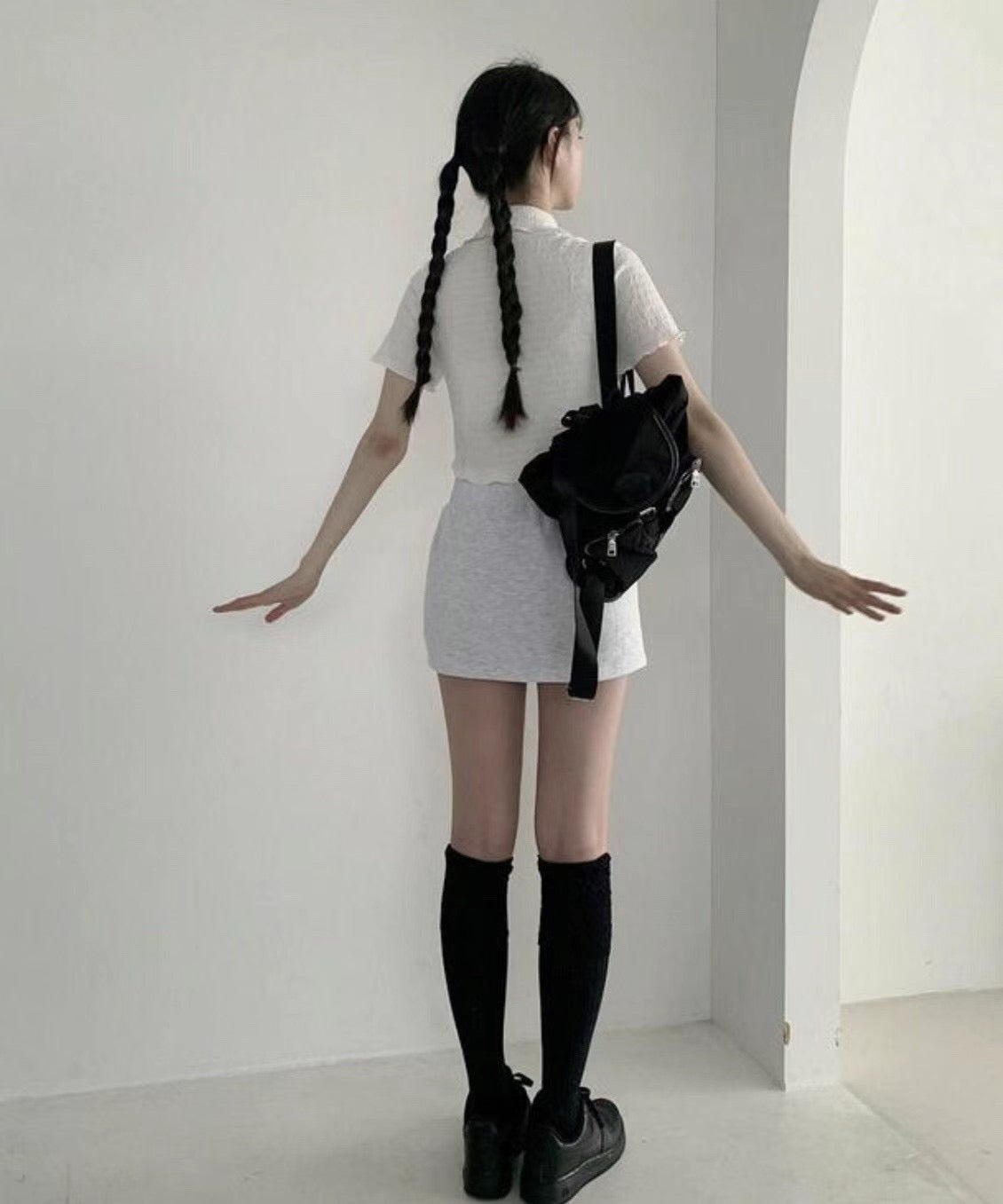 可愛Polo領皺皺Top