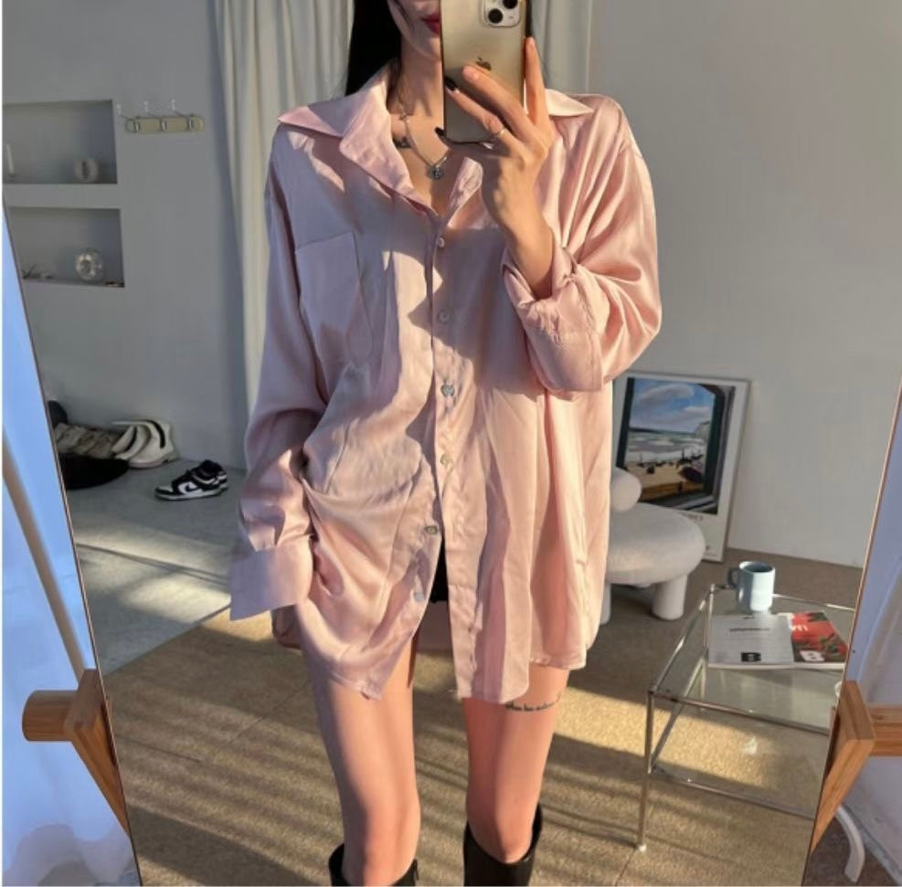 超舒服垂墜感絲滑襯衫