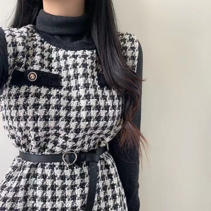 小香風千鳥格紋背心Ops