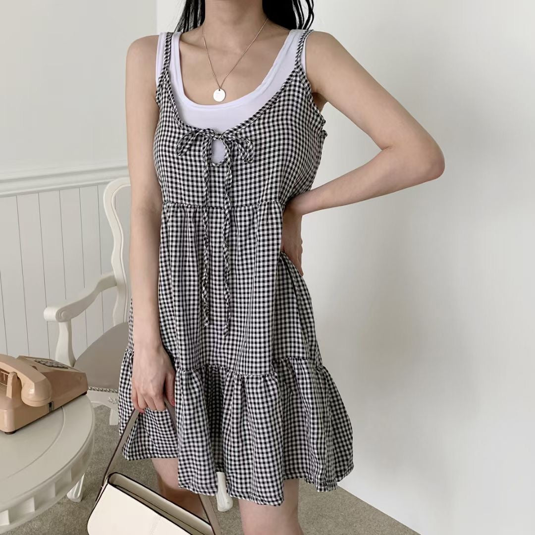 Baby Doll格紋吊帶Ops