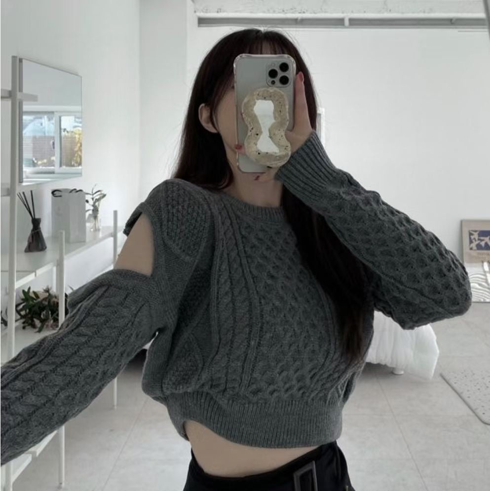 扭麻花針織小露Top
