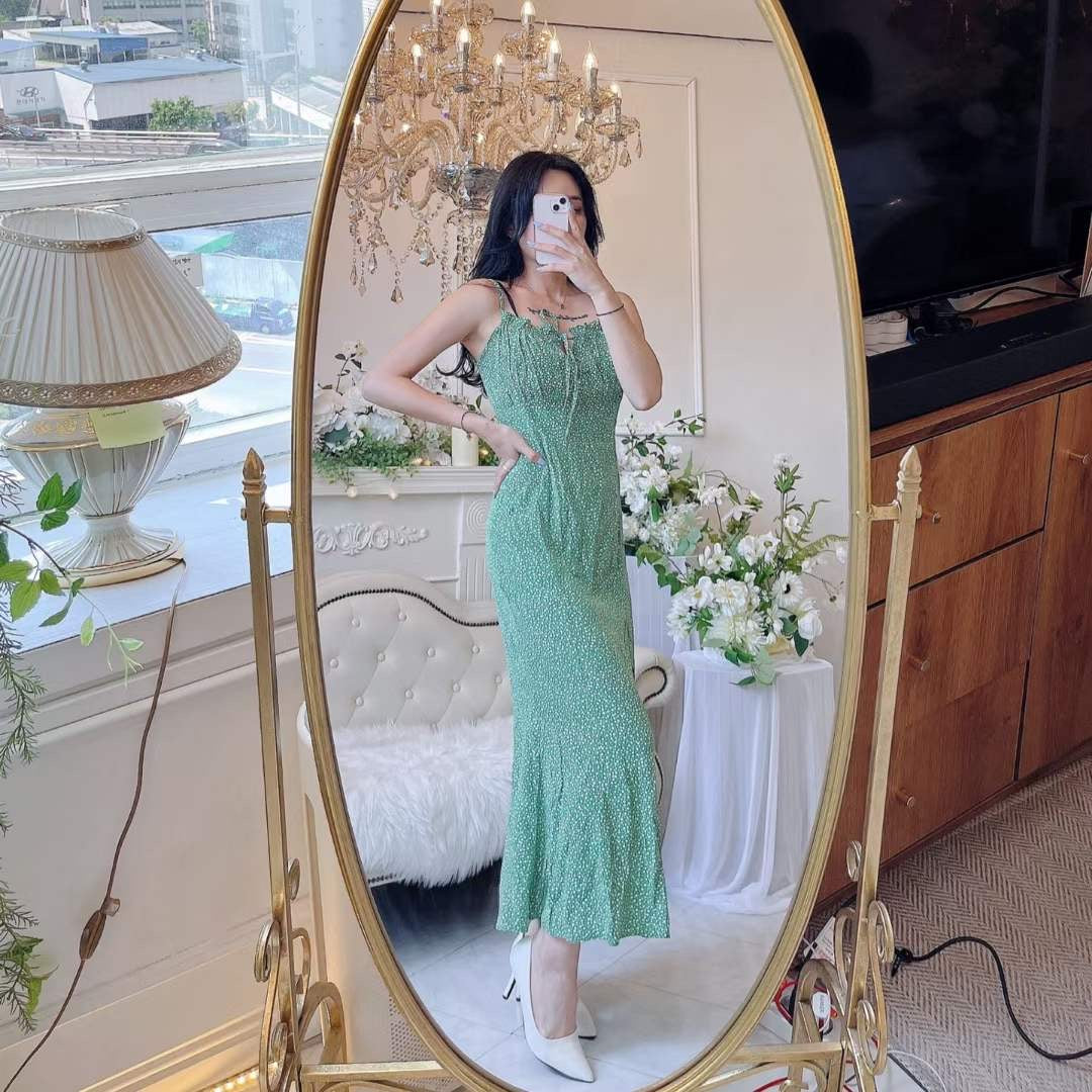 吊帶碎花開衩Ops