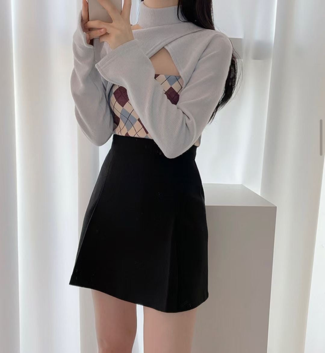 鏤空菱格紋Top