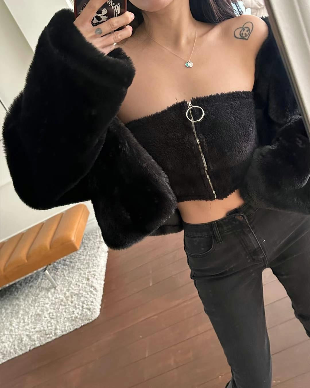 Sexy Fur Tube Top Set