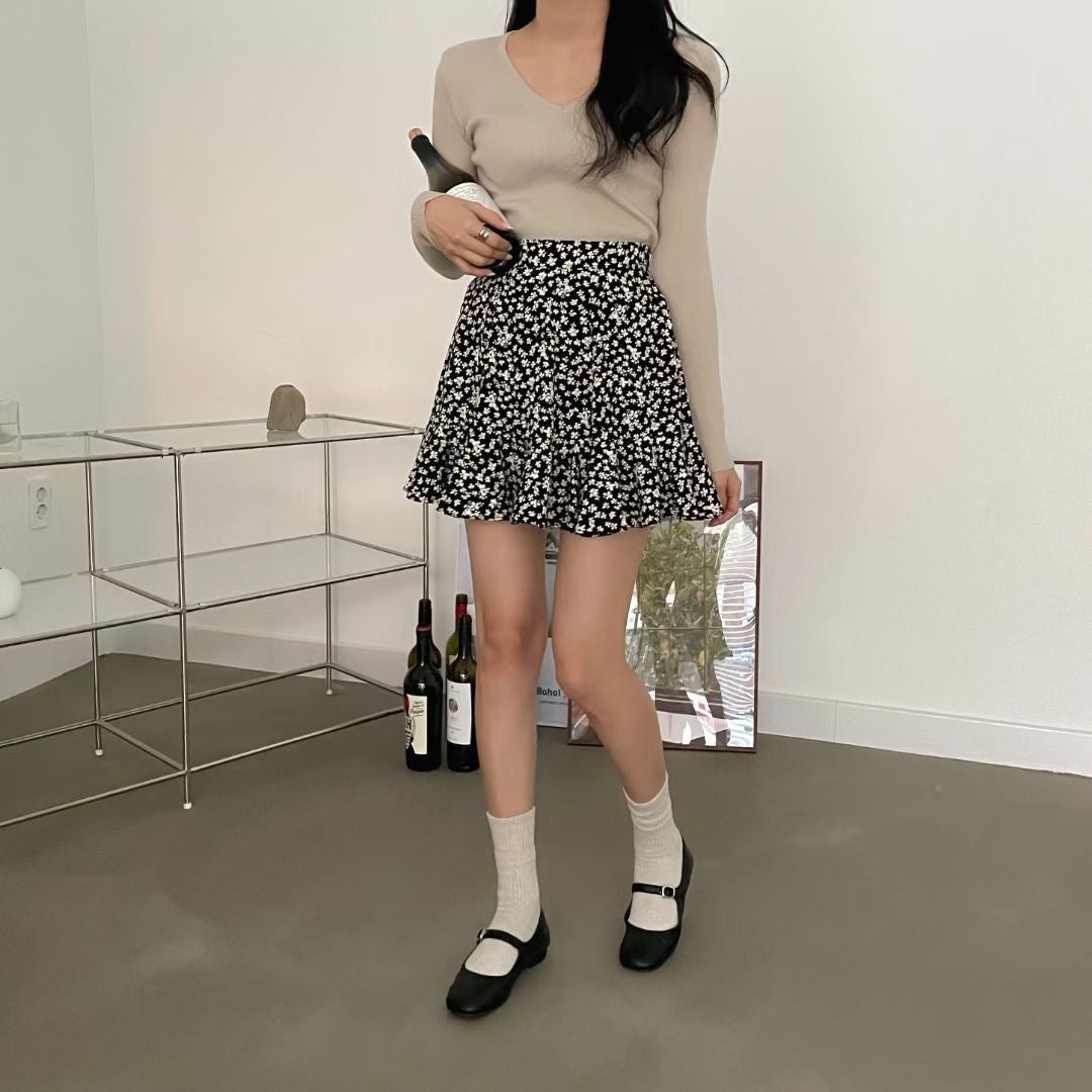 優雅小碎花魚尾裙