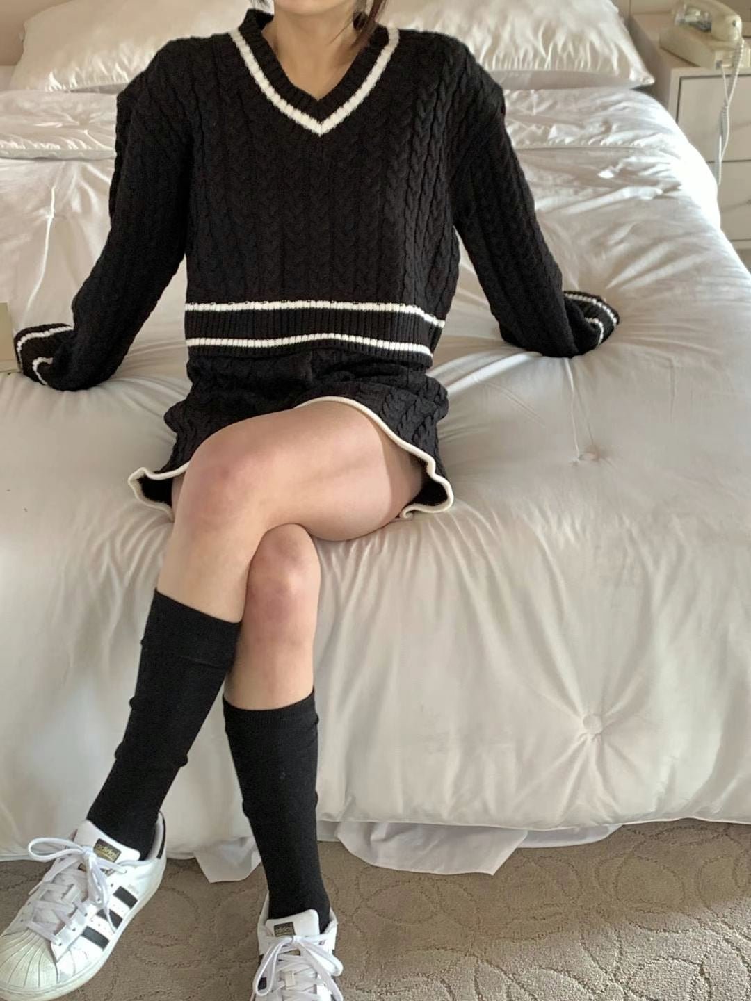 拼色扭麻花套裝