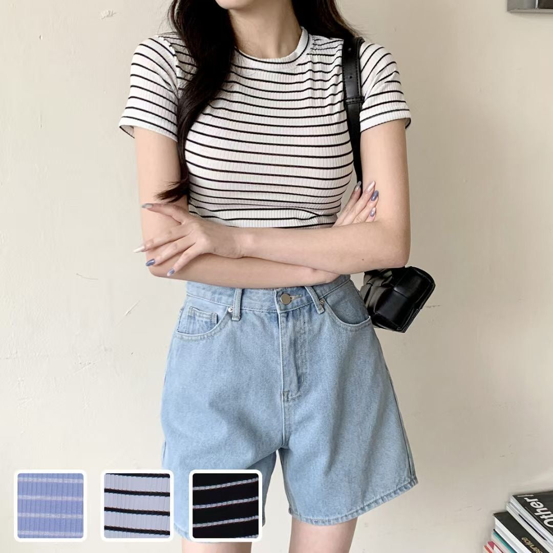 間條紋貼身Crop Top