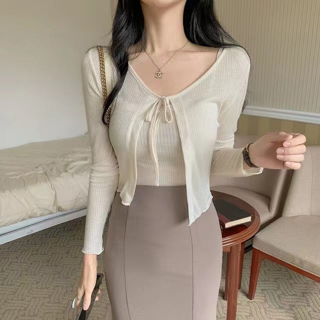甜美蕾絲小吊帶外套Set