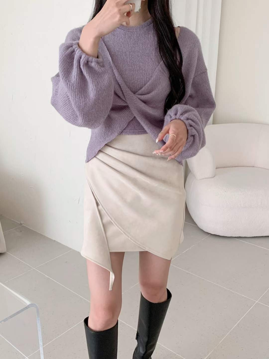 蝙蝠袖背心兩件套