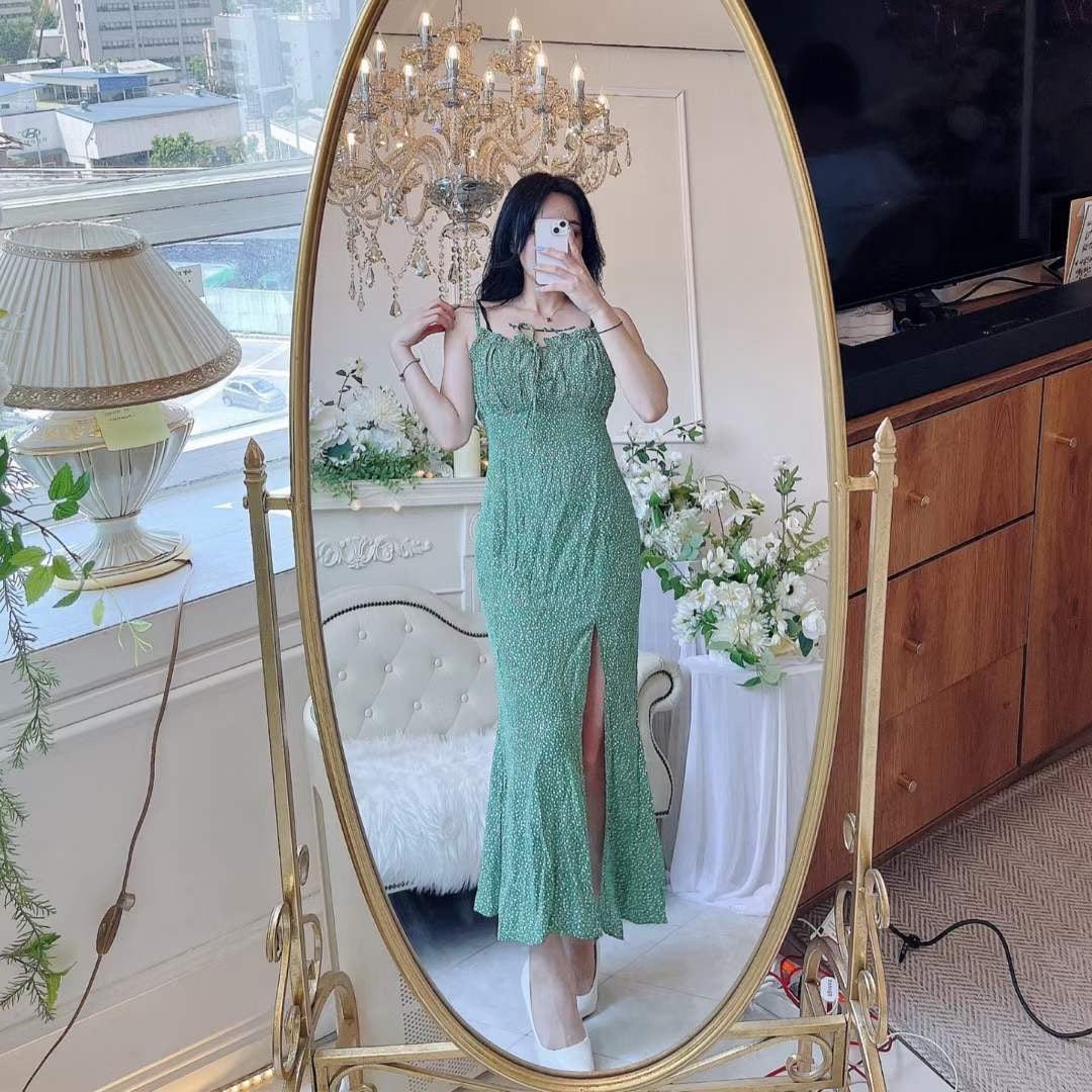 吊帶碎花開衩Ops