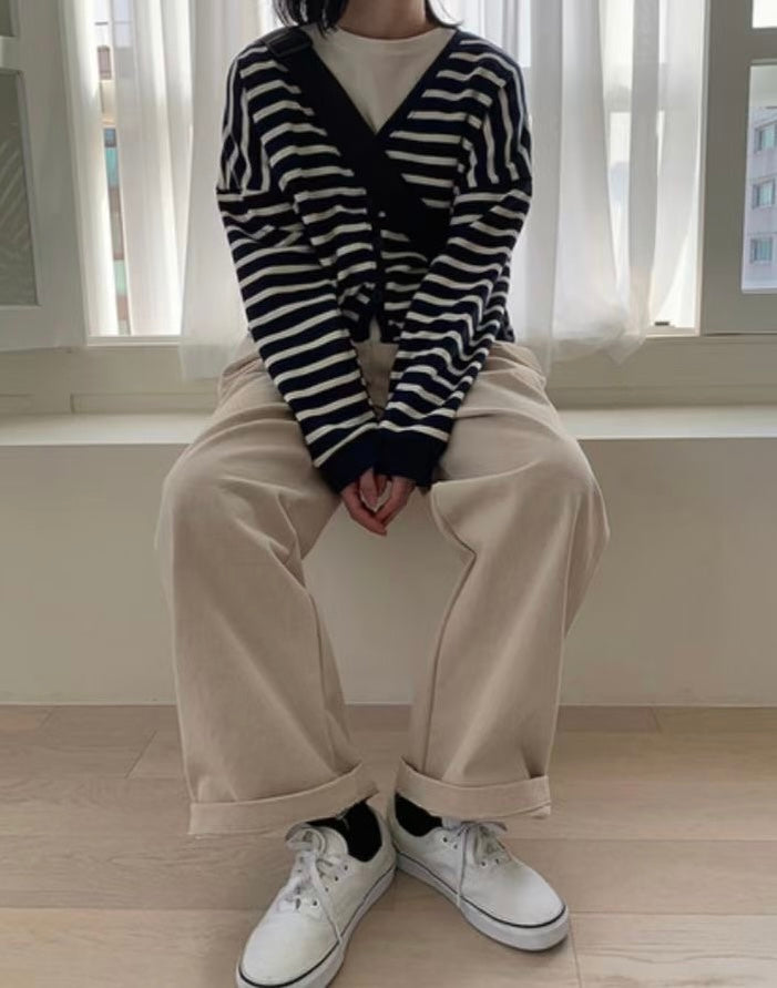 慵懶風日常間紋開胸上衣