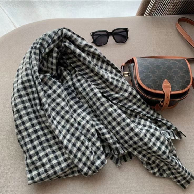 White&Black Checked Scarf