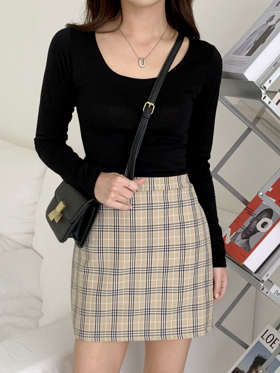 Berry Checked Skirt