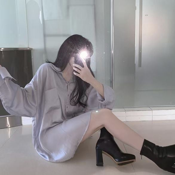 超舒服垂墜感絲滑襯衫