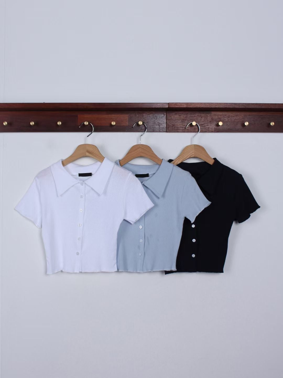 Polo領鈕扣Crop Top