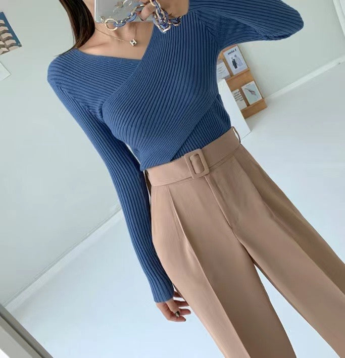 2-ways交疊Knit Top