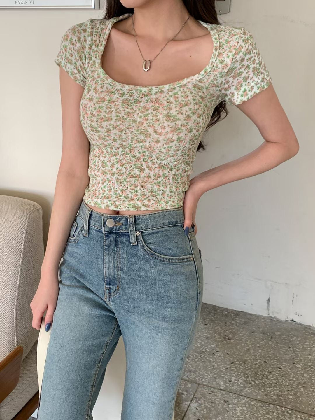 Sylvia 小碎花Crop Top
