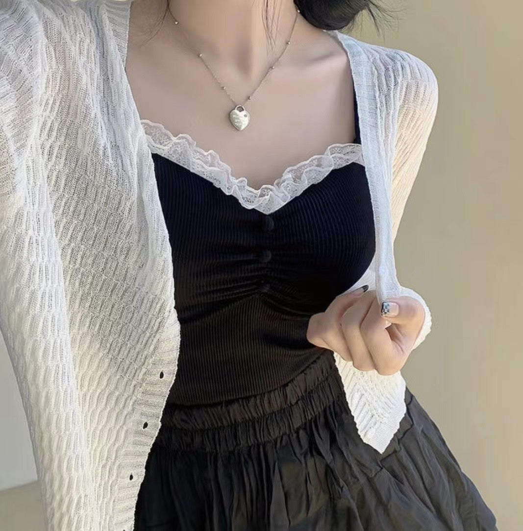 蕾絲鈕扣小吊帶