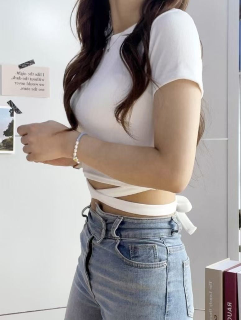 小性感露臍交叉綁帶Crop Top