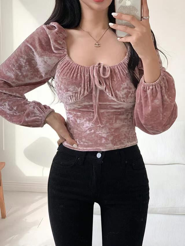 Cross Over Velvet Top