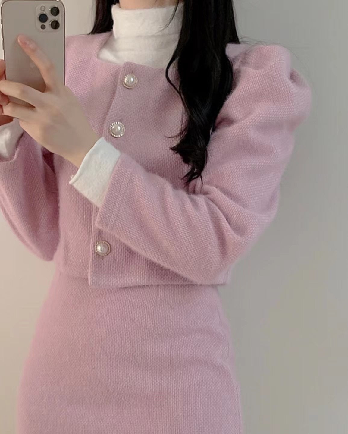 小白兔珍珠鈕扣Set