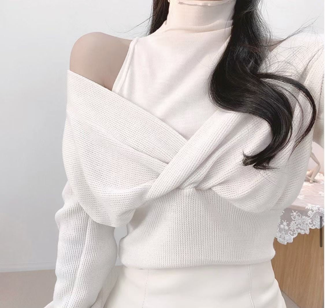假兩件V領露膊Top