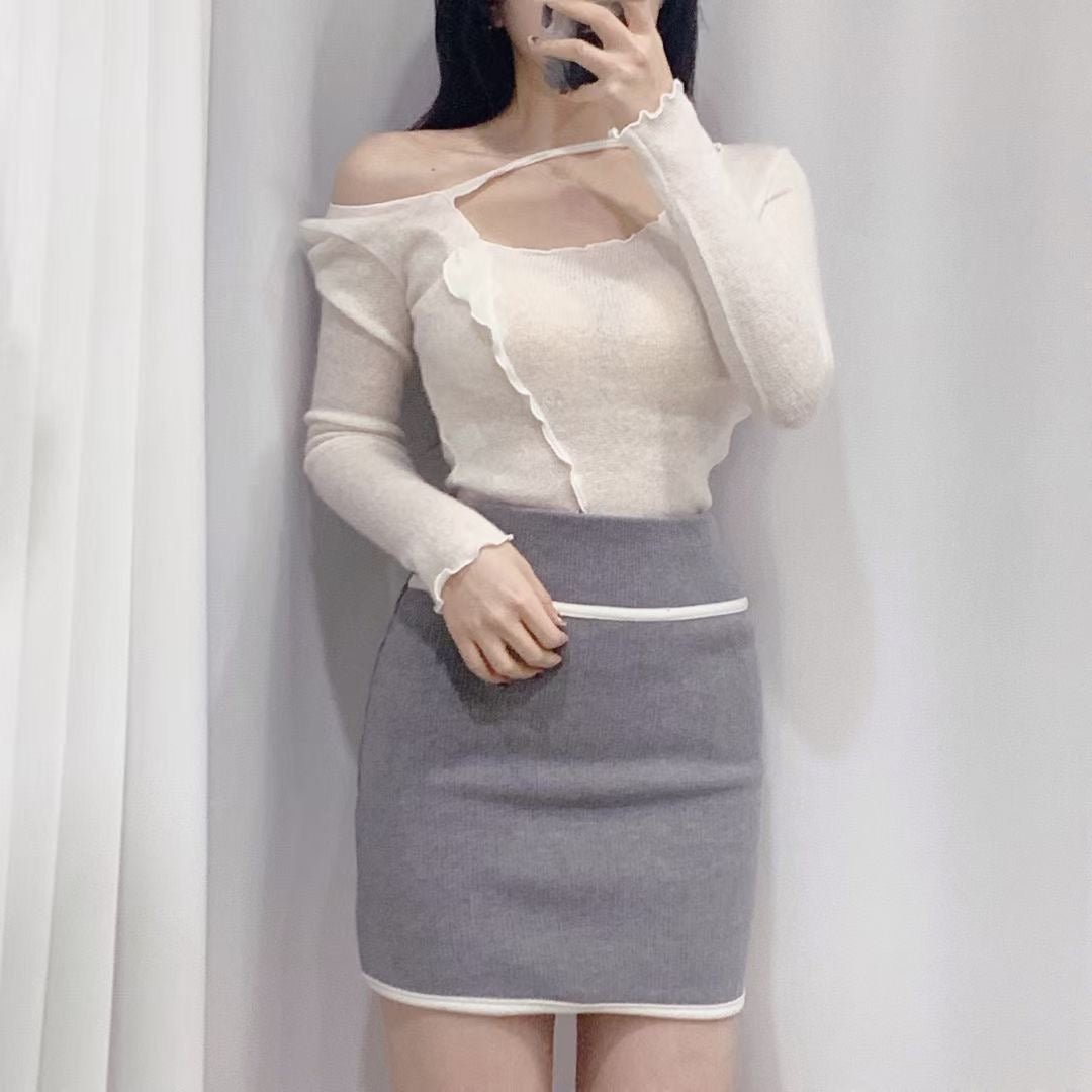 不規則木耳邊紡紗Top