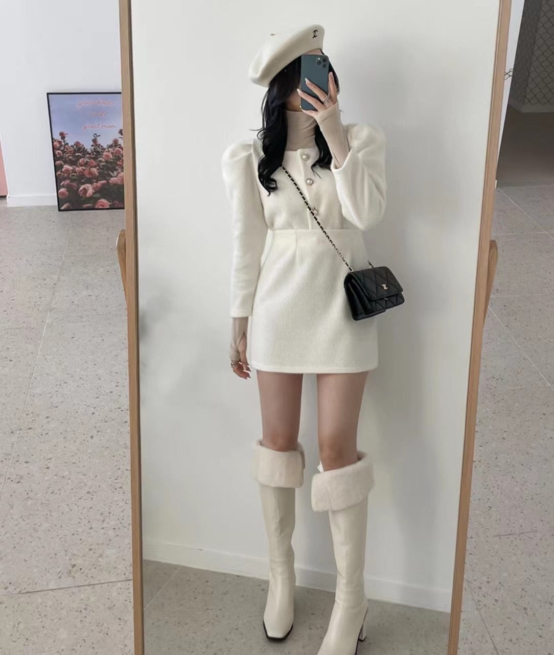 小白兔珍珠鈕扣Set