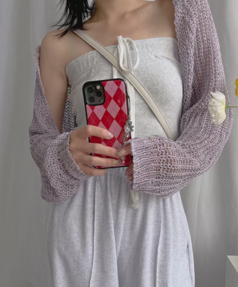 超短版針織鏤空Cardigans