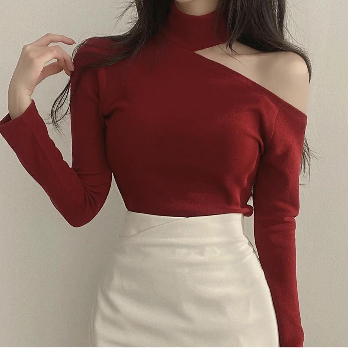 小性感單肩露膊Top