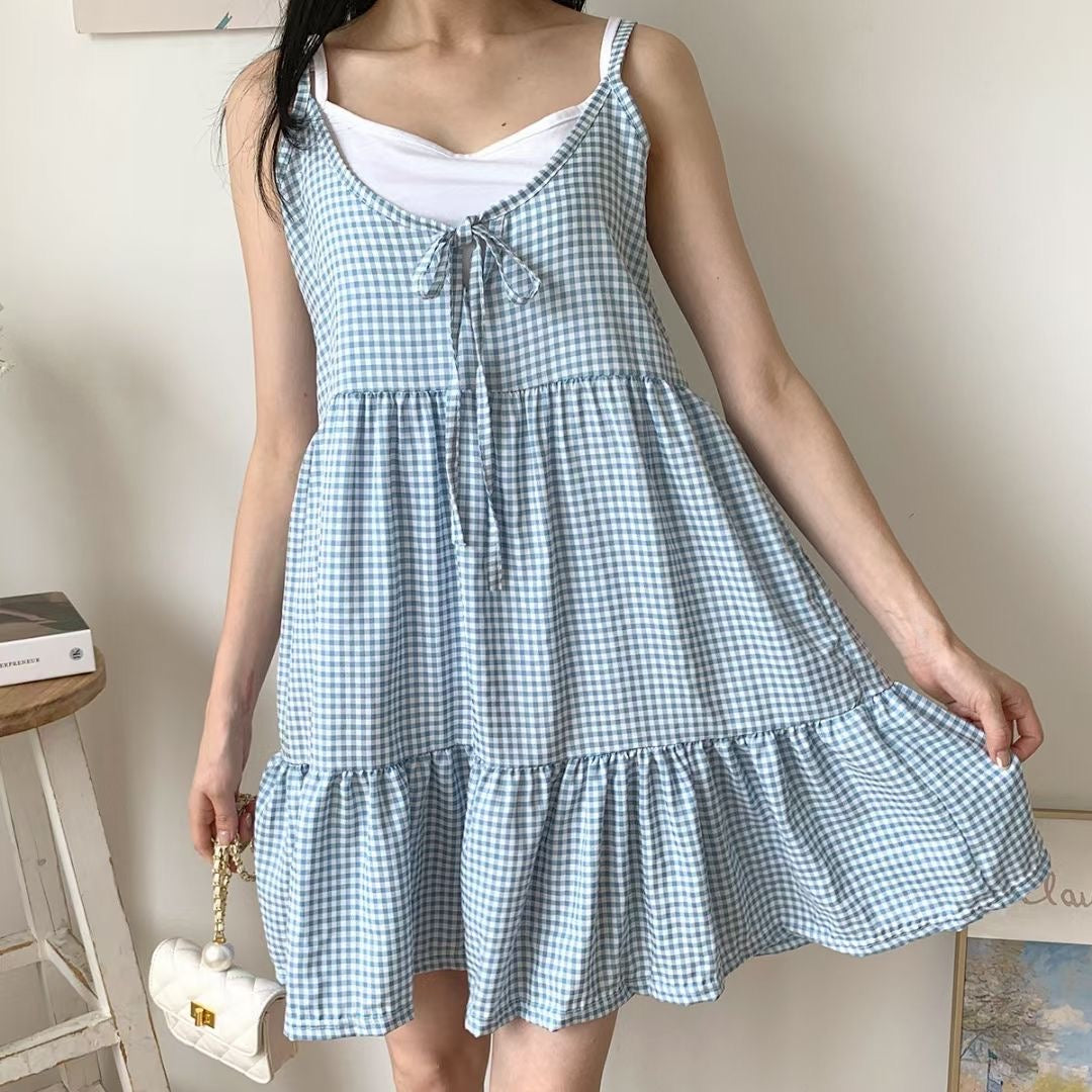 Baby Doll格紋吊帶Ops