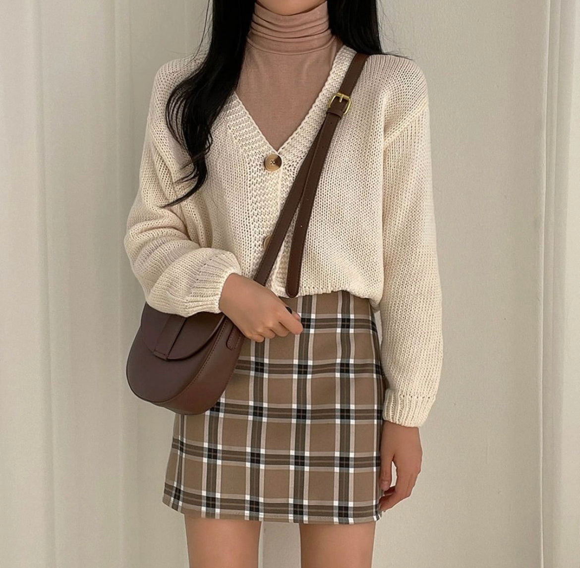 粗格紋短裙