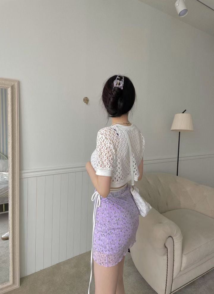 韓系半截小碎花裙