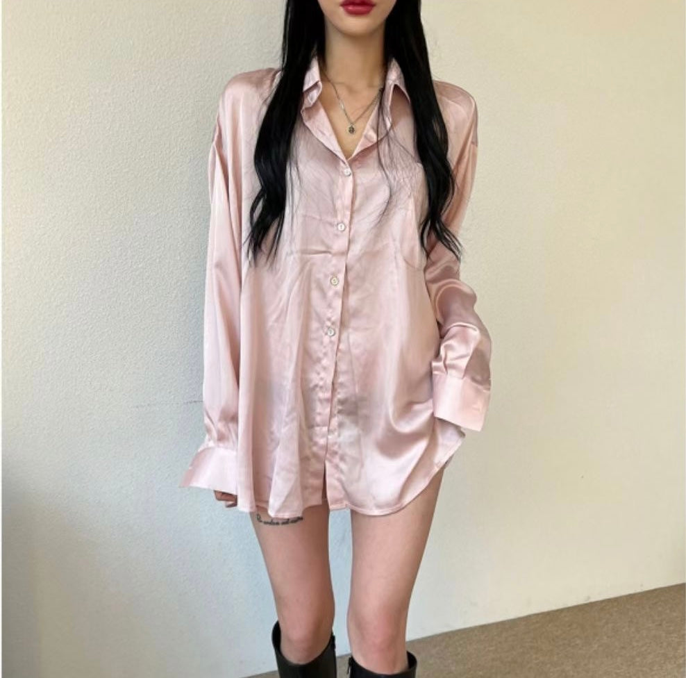 超舒服垂墜感絲滑襯衫