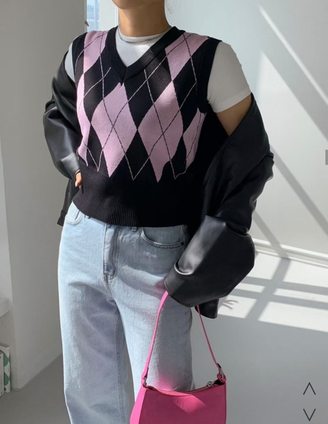 學院風菱格紋小馬甲