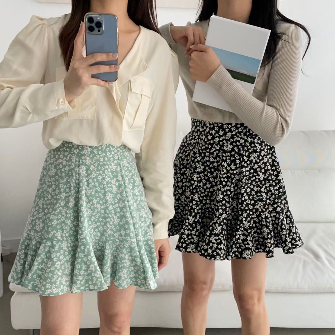優雅小碎花魚尾裙